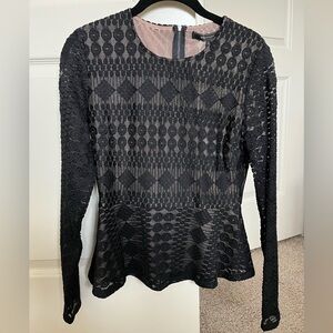 BCBGMaxAzria Black Textured Lace Blouse, “Michelle”, size XS, new with tags NWT